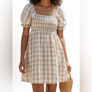 House of Harlow 1960 Somerset Gingham Linen Mini Dress Size Large